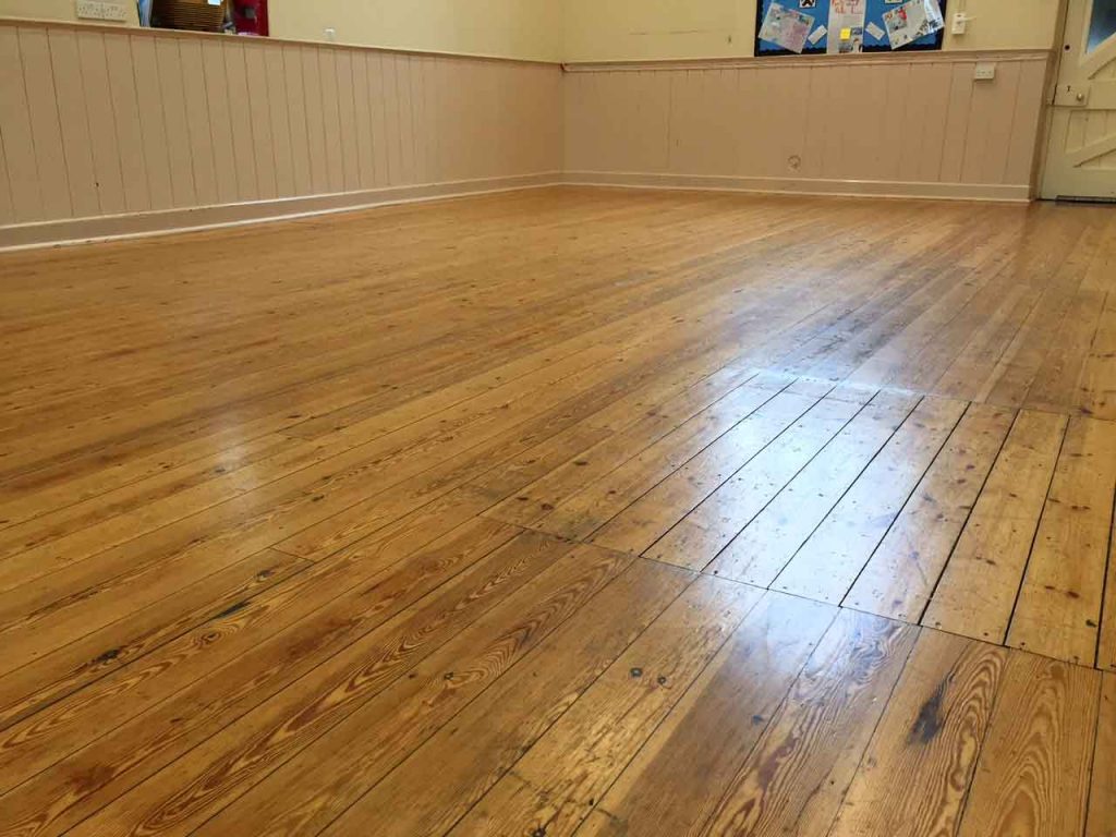 Uplowman School clean wood floors