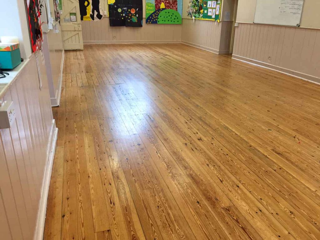 Uplowman School new wood pine floor finishing