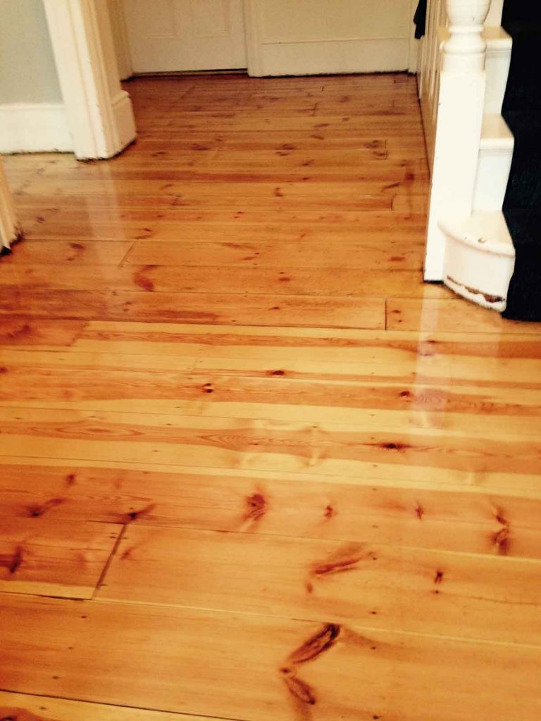 Finished hall wood floor