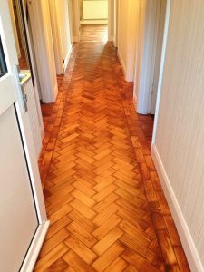 Finished repairs and oil to herringbone parquet wood floor