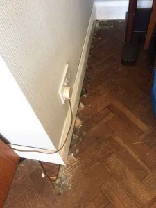 Herringbone Parquet wood flooring damage