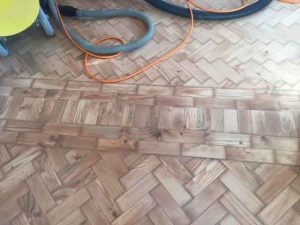 Wooden blocks added to repair floor