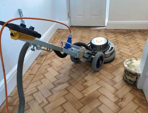 Restore and repair a Pine parquet wooden hallway floor at at Paignton home
